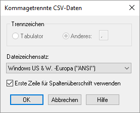 Formate_Import_Datei_öffnen_ASCII_Tabellenauswahl_csv_Spaltenüberschrift